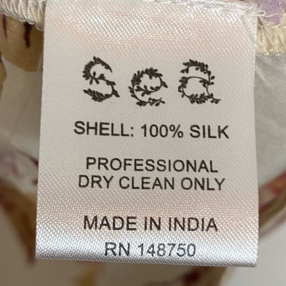 Sea New York Esme Cream Floral Print Flutter Sleeve Silk Top - Picture 6 of 6